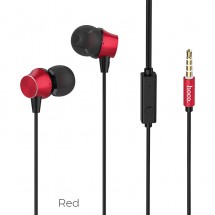 Наушники внутриканальные HOCO M51, Proper sound, микрофон, кнопка ответа, кабель 1.2м, цвет: красный (1/21/210)